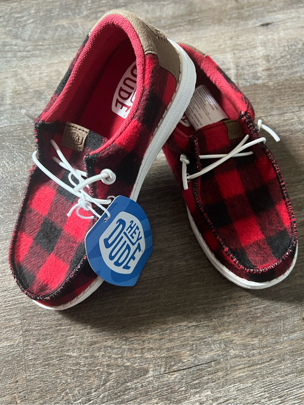 Hey Dude Wally Buffalo Plaid Shoes- Size YT1
